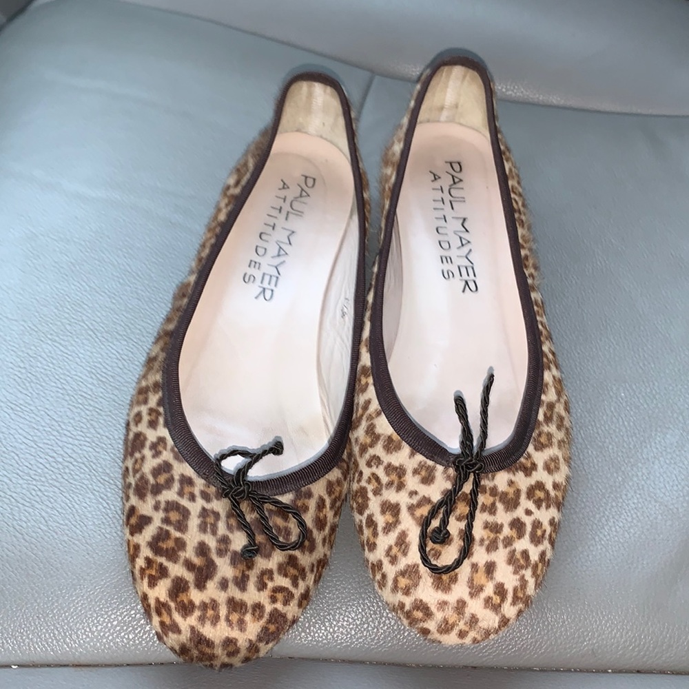 Paul Mayer Attitudes Leopard Print Slip On Ballet Flats $225 Made in Spain